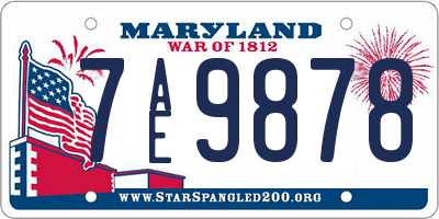 MD license plate 7AE9878