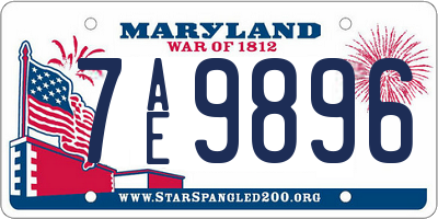 MD license plate 7AE9896