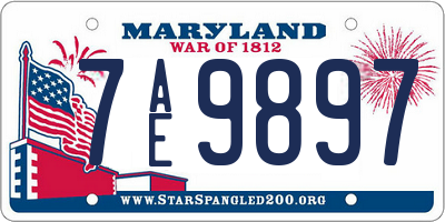 MD license plate 7AE9897