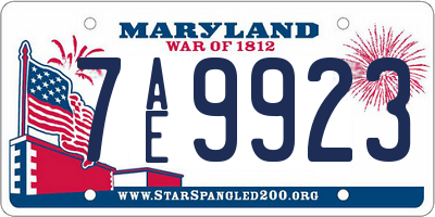 MD license plate 7AE9923