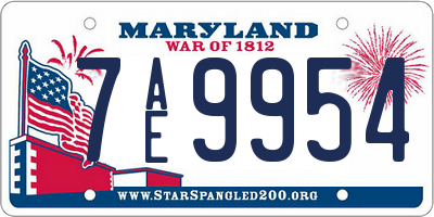 MD license plate 7AE9954