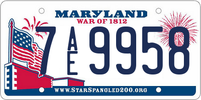 MD license plate 7AE9958