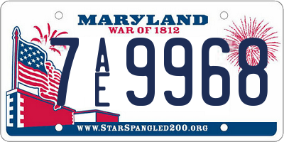 MD license plate 7AE9968