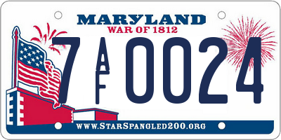 MD license plate 7AF0024