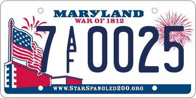 MD license plate 7AF0025