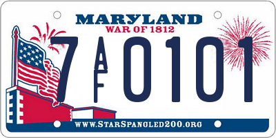 MD license plate 7AF0101