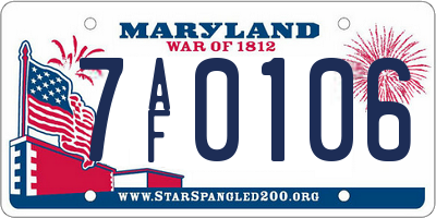 MD license plate 7AF0106