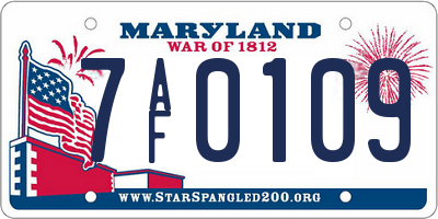 MD license plate 7AF0109