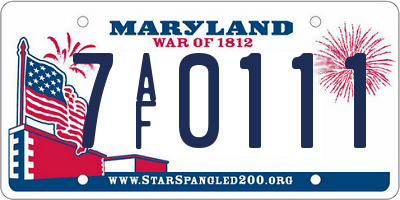 MD license plate 7AF0111