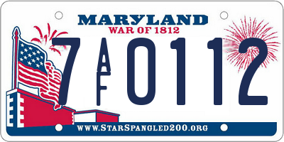 MD license plate 7AF0112