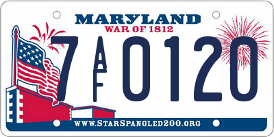 MD license plate 7AF0120