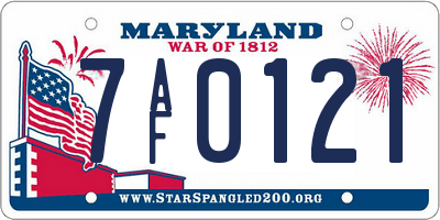 MD license plate 7AF0121
