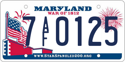 MD license plate 7AF0125