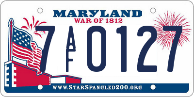 MD license plate 7AF0127