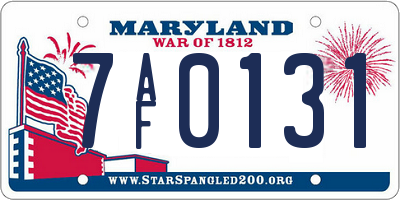 MD license plate 7AF0131