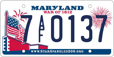 MD license plate 7AF0137