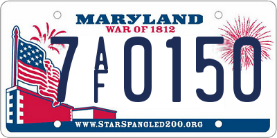 MD license plate 7AF0150
