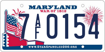 MD license plate 7AF0154