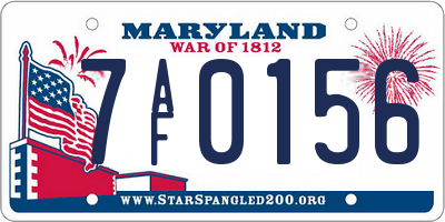 MD license plate 7AF0156