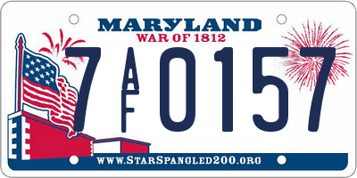 MD license plate 7AF0157