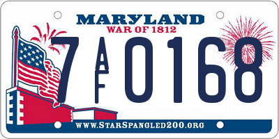 MD license plate 7AF0168