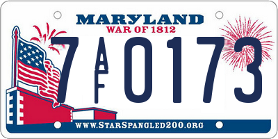 MD license plate 7AF0173