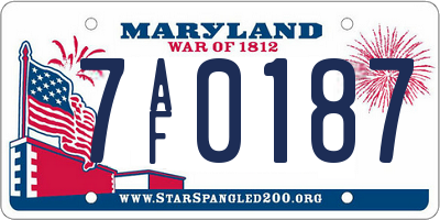 MD license plate 7AF0187