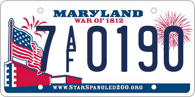 MD license plate 7AF0190