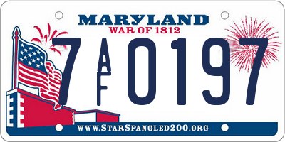 MD license plate 7AF0197
