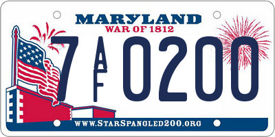 MD license plate 7AF0200