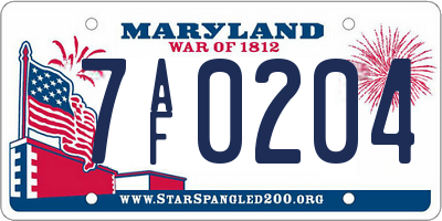 MD license plate 7AF0204