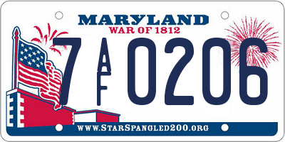 MD license plate 7AF0206