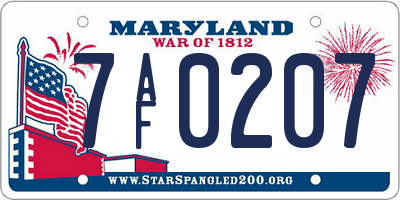 MD license plate 7AF0207