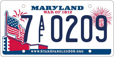 MD license plate 7AF0209