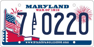 MD license plate 7AF0220