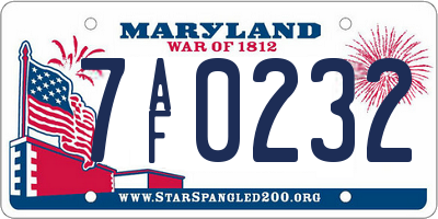 MD license plate 7AF0232