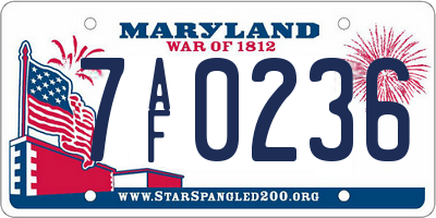 MD license plate 7AF0236