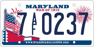 MD license plate 7AF0237