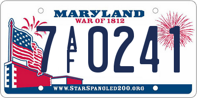 MD license plate 7AF0241