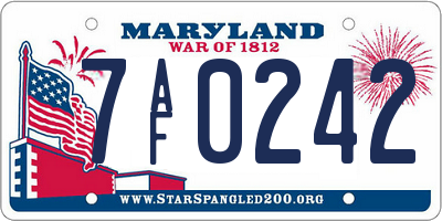 MD license plate 7AF0242