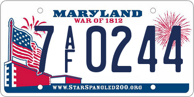 MD license plate 7AF0244