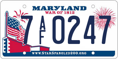 MD license plate 7AF0247