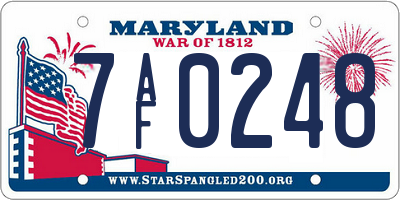 MD license plate 7AF0248