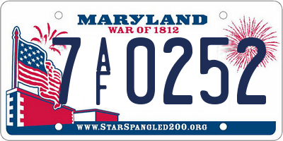 MD license plate 7AF0252
