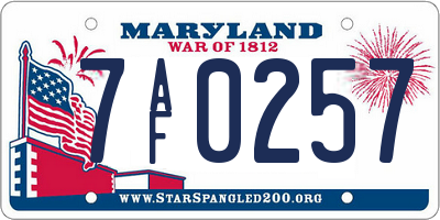 MD license plate 7AF0257