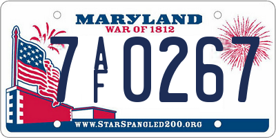 MD license plate 7AF0267