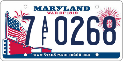 MD license plate 7AF0268