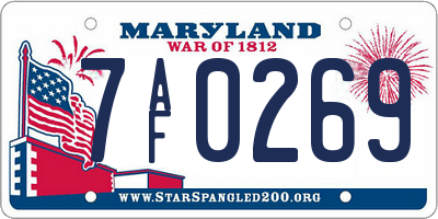 MD license plate 7AF0269
