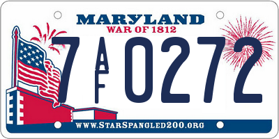 MD license plate 7AF0272