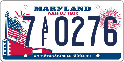 MD license plate 7AF0276